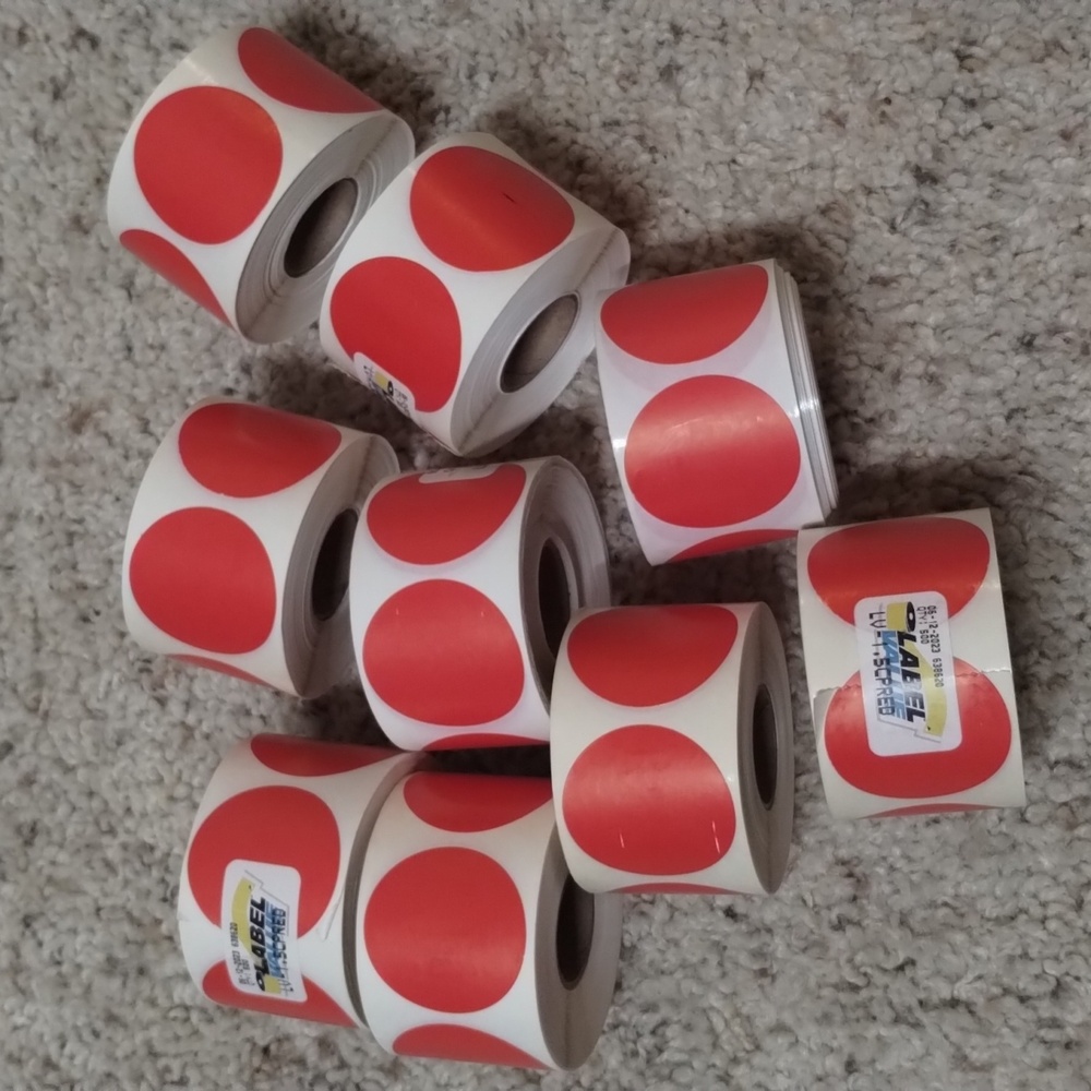 Label value circle stickers - red